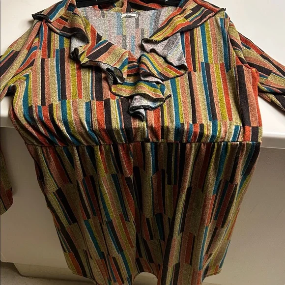 Colorful Striped Ruffle Dress 3X - Picture 2 of 5